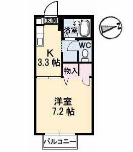 コーポ高見荘(1K/2階)の間取り写真