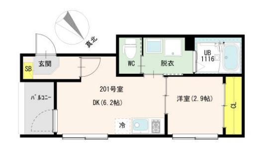 アルテアテラス池袋(1LDK/2階)の間取り写真