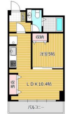 ヴィラ茶町通(1LDK/5階)の間取り写真