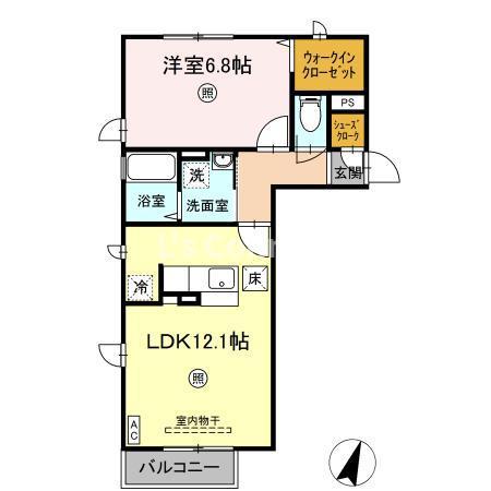 D-ROOM八乙女B(1LDK/1階)の間取り写真