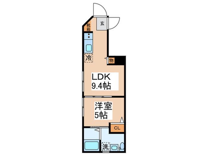 URBAN鳥越(1LDK/4階)の間取り写真