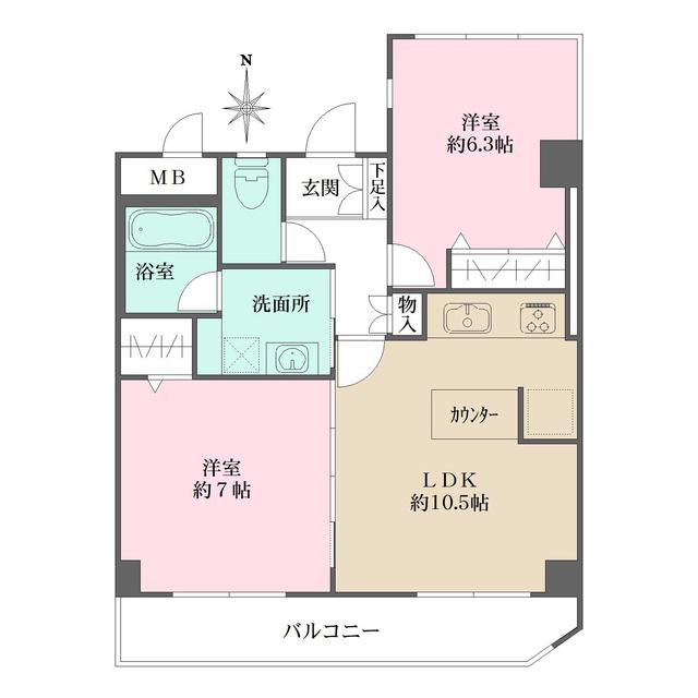 パレロイヤルビル(2LDK/8階)の間取り写真