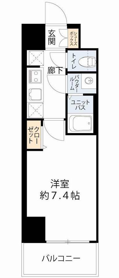 ソルテラスOSAKA MID イーストクレアスト(1K/4階)の間取り写真