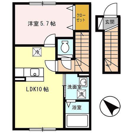 グランモア金沢(1LDK/2階)の間取り写真