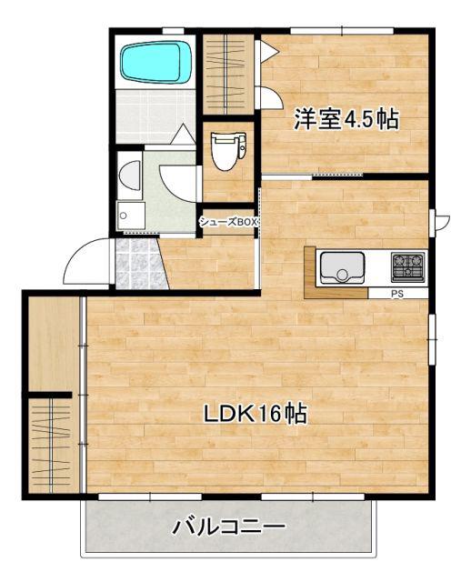 ルミエールA(1LDK/2階)の間取り写真