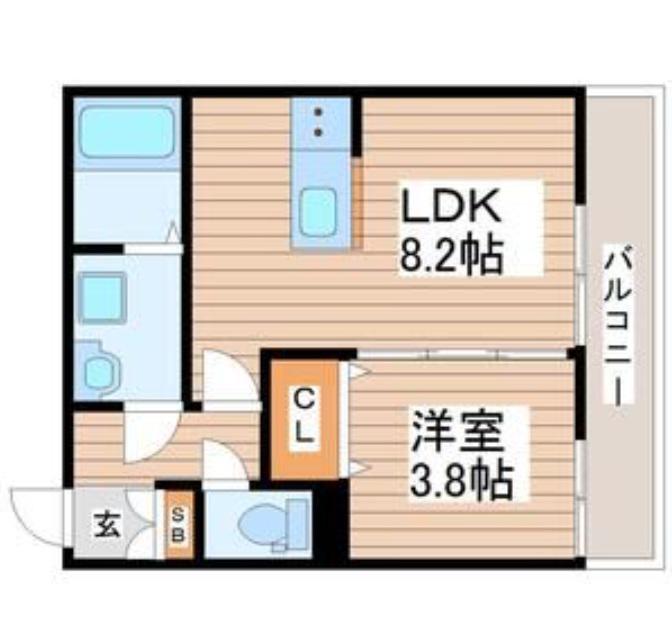 アンビシオン泉中央(1LDK/2階)の間取り写真