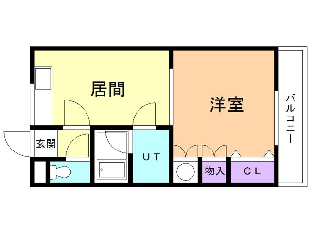 ハイツグリーンサイドIII(1DK/4階)の間取り写真