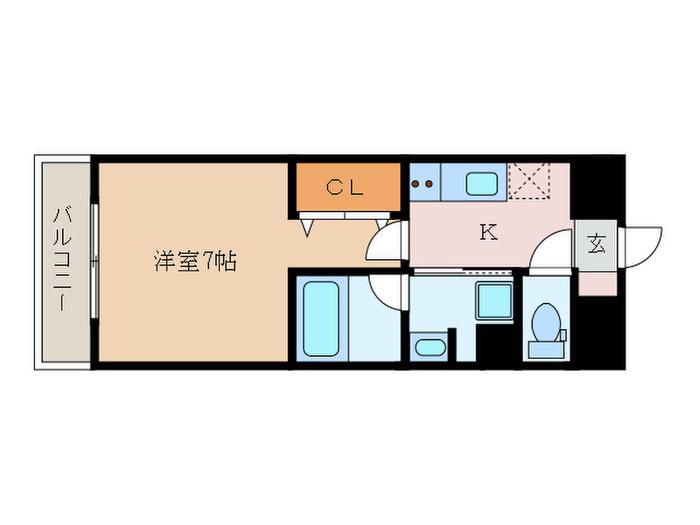 JOULE亀島(1K/4階)の間取り写真