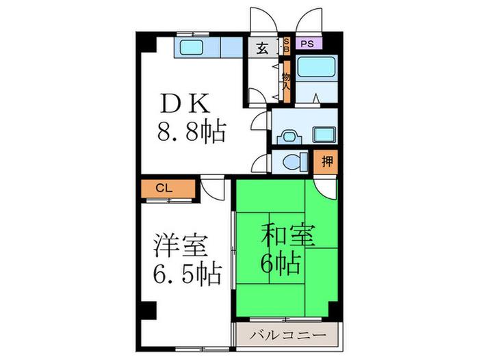 オザサライブコープ(2DK/1階)の間取り写真