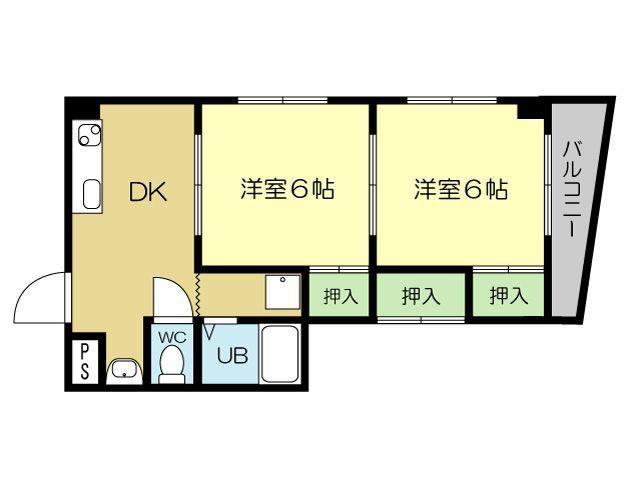 セルフィーユ今川(2DK/5階)の間取り写真