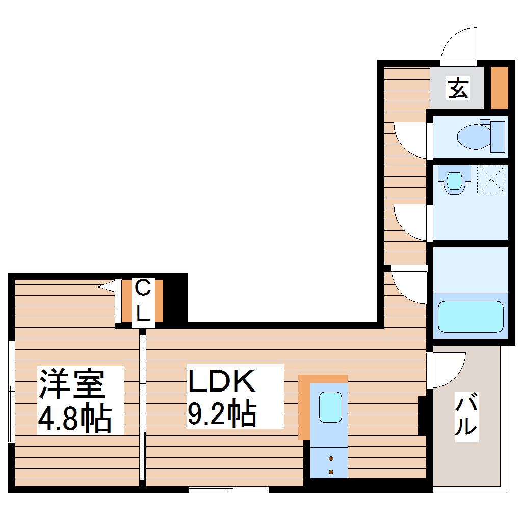 パセオプラシード泉中央(1LDK/1階)の間取り写真