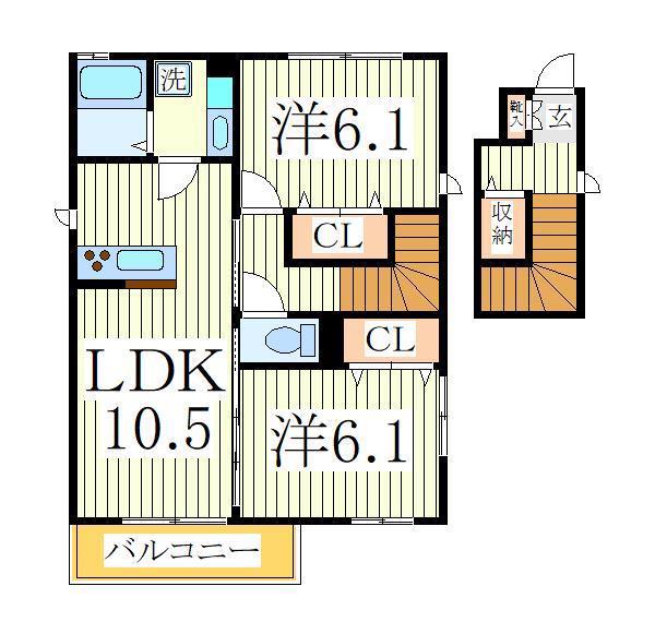 D-COURT西初石III(2LDK/2階)の間取り写真