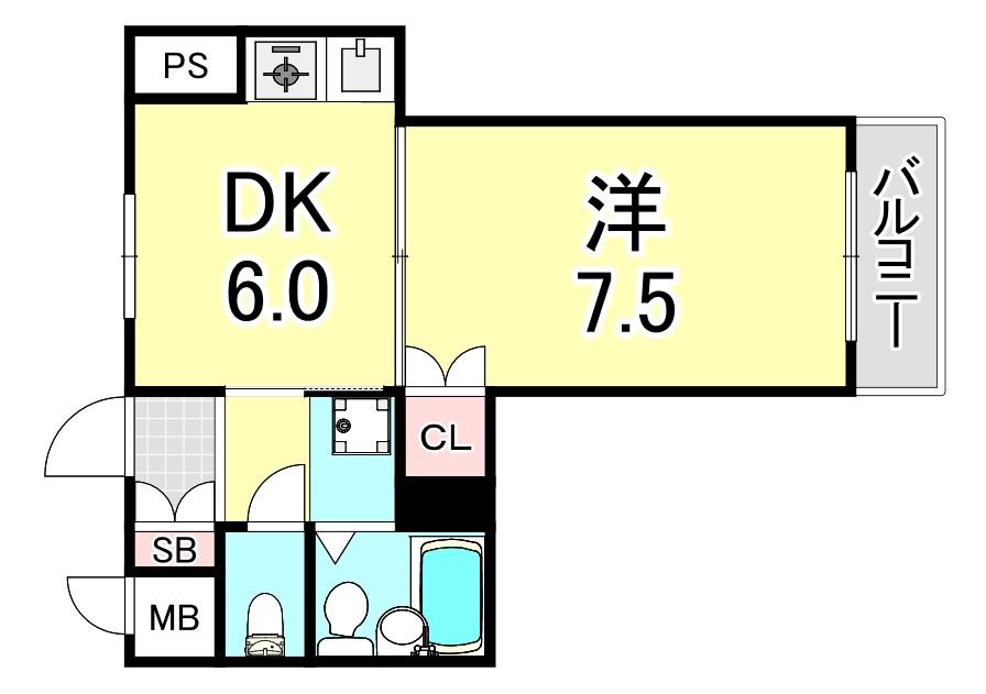 フォールヴィラ板宿(1DK/7階)の間取り写真