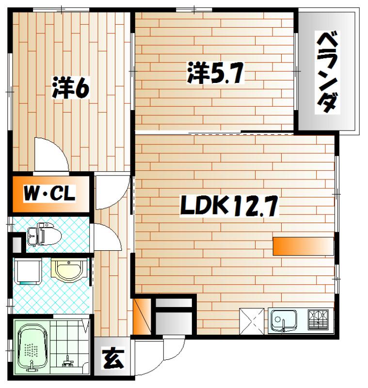  ヴィアンジュ小倉イースト W棟(2LDK/3階)の間取り写真
