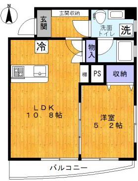 ニュー上馬マンション(1LDK/2階)の間取り写真