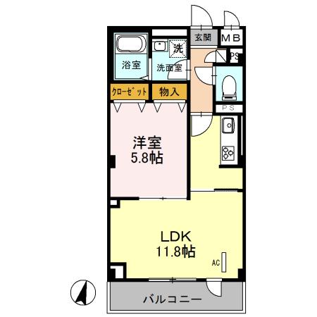 エクセレントヒルズ(1LDK/3階)の間取り写真