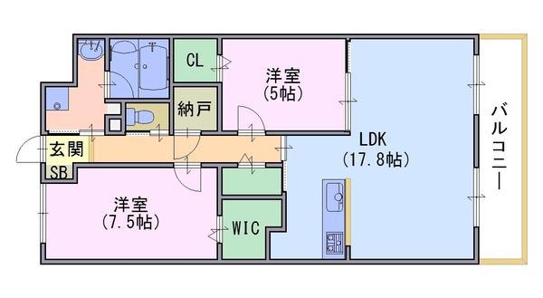 京都六三館(2LDK/3階)の間取り写真