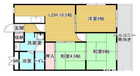 メルシー茨木鮎川(3LDK/2階)の間取り写真