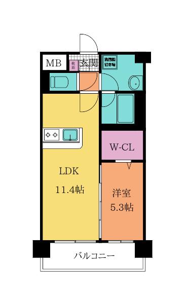 ネクステージ三萩野プレミアム(1LDK/6階)の間取り写真