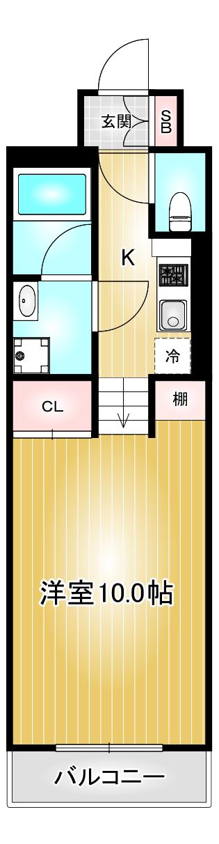 ドゥーエ千種(ワンルーム/13階)の間取り写真