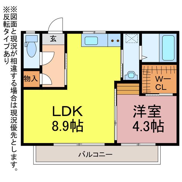 グリーンタウン高師G(1LDK/2階)の間取り写真