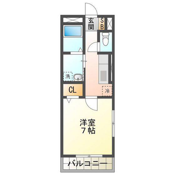 ブルーボンネット(1K/2階)の間取り写真