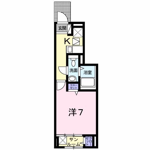 グランツ由比ガ浜(1K/1階)の間取り写真