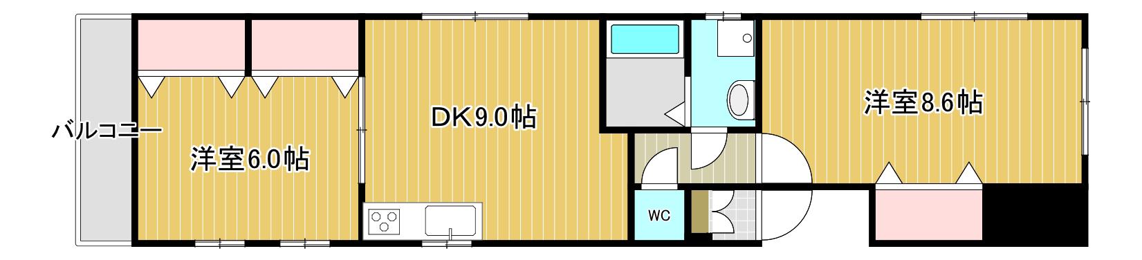 オアシス伍番館(2DK/1階)の間取り写真