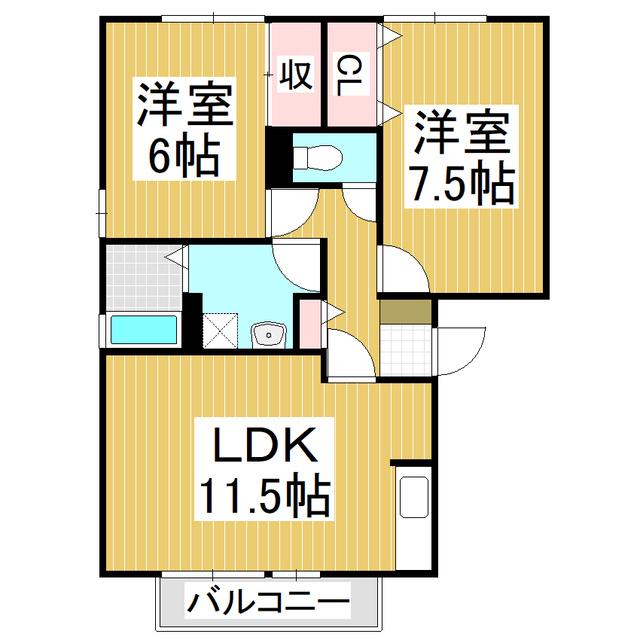 フローレンス・エムG棟(2LDK/3階)の間取り写真