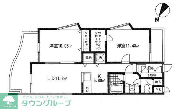 ル・ポン(2SLDK/1階)の間取り写真