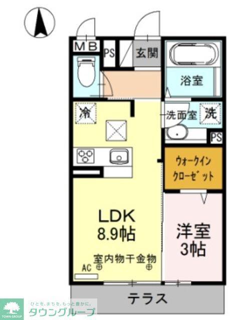 ヴィラグランデII(1LDK/2階)の間取り写真
