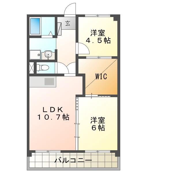 SUN HEIGHTS(2LDK/5階)の間取り写真