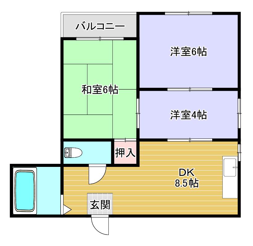 早川グリーンマンション(3DK/4階)の間取り写真