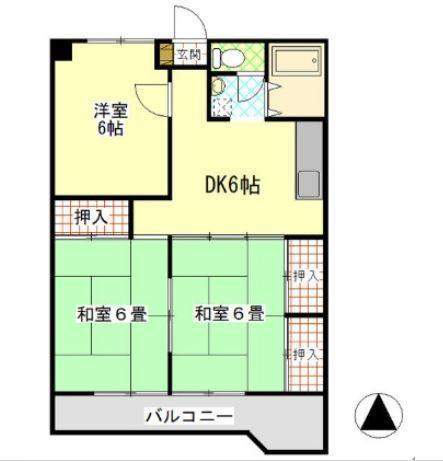 ドルフィン多賀(3DK/4階)の間取り写真