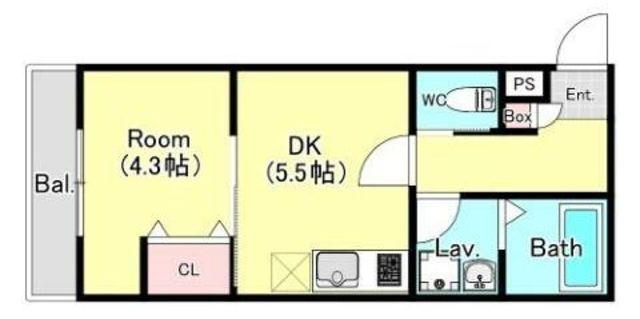 シエーナ上中里(1DK/2階)の間取り写真