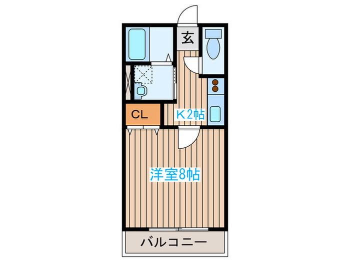 東仙台リトルパイン(1K/2階)の間取り写真