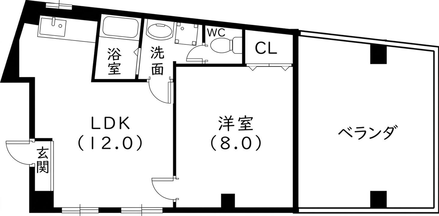 マリン駒ヶ林(1LDK/3階)の間取り写真