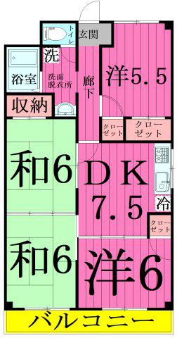 INSURANCEBLDG.XVIシ(4DK/3階)の間取り写真