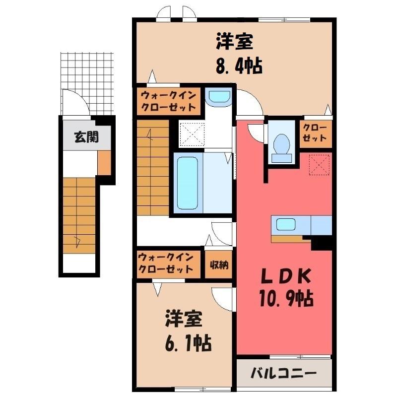 オーブ・レジェール(2LDK/2階)の間取り写真
