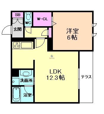 シャーメゾン セントリビエ(1LDK/1階)の間取り写真