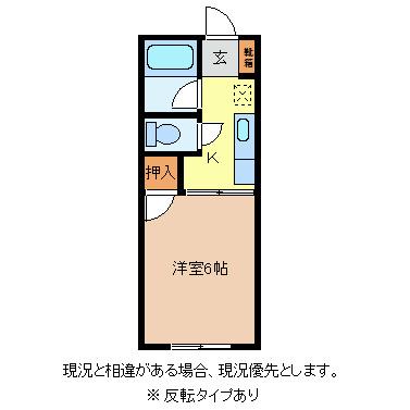 コーポ中越(1K/2階)の間取り写真