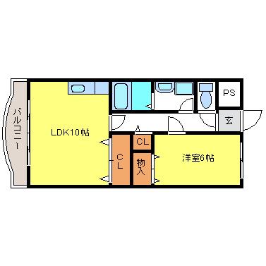 DIOマンション(1LDK/3階)の間取り写真