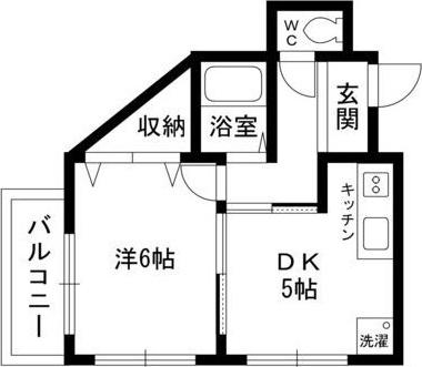 ビオトープ宝津(1DK/1階)の間取り写真