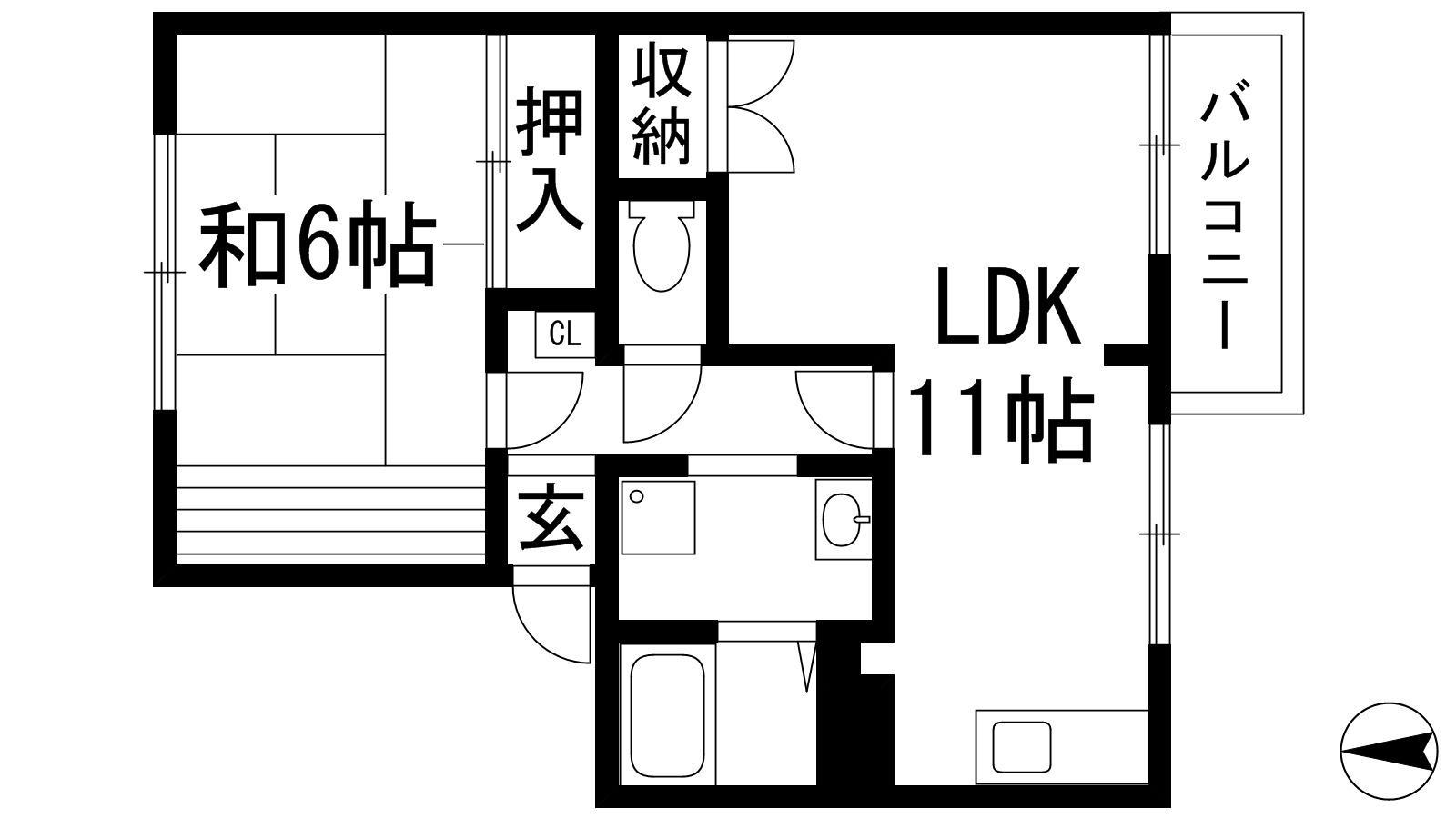 谷口町ハイツA棟(1LDK/2階)の間取り写真
