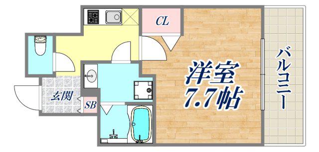 プレサンス神戸元町ベルシオン(1K/11階)の間取り写真