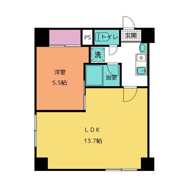 川村ロイヤルマンション(1K/4階)の間取り写真