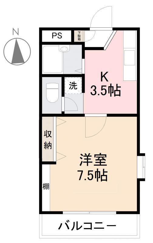 ニューエスト石丸I(1K/2階)の間取り写真