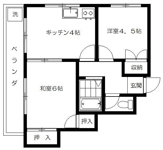 ニュー最上(2K/3階)の間取り写真