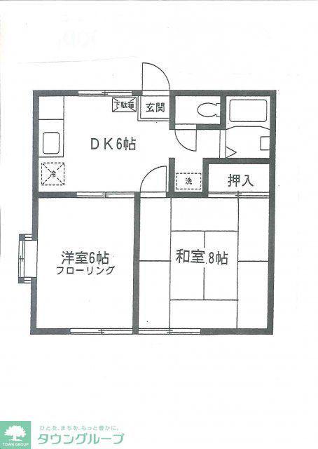 ファミーユ東林間(2DK/2階)の間取り写真