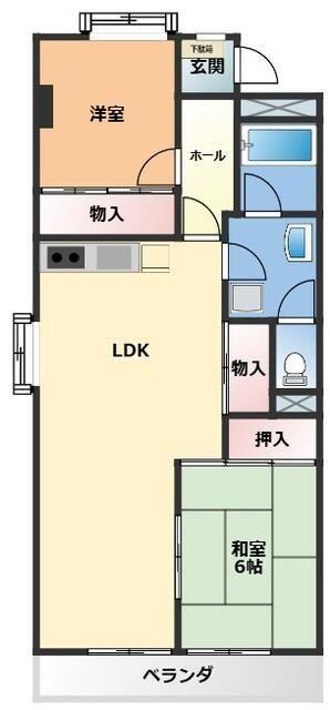 OS・SKYスカイマンション植田南(2LDK/3階)の間取り写真
